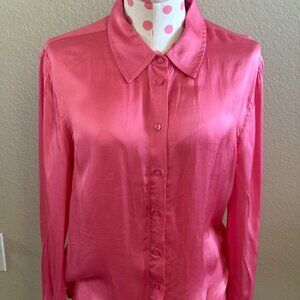 Dear John Pink Silk Button Down Blouse size S NWOT